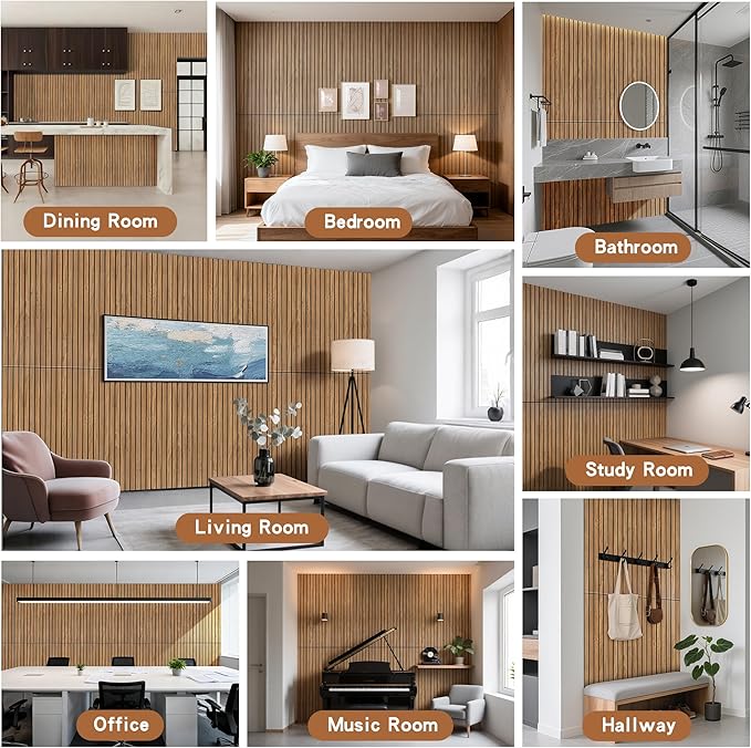Wood Veneer Sound Panels, 10 Pack 47.2”x23.6” Wall Panels, Decorative Acoustic Panels for Walls, for Office,Home Theater,Studio,Living Room,Rustic Teak