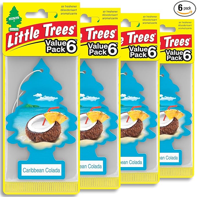 LITTLE TREES Car Air Freshener | Hanging Tree Provides Long Lasting Scent for Auto and Home | 24 Air Fresheners |Caribbean Colada