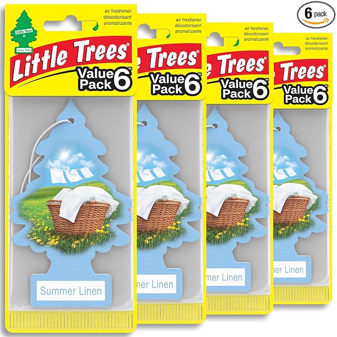 LITTLE TREES Car Air Freshener | Hanging Tree Provides Long Lasting Scent for Auto and Home | 24 Air Fresheners |Summer Linen