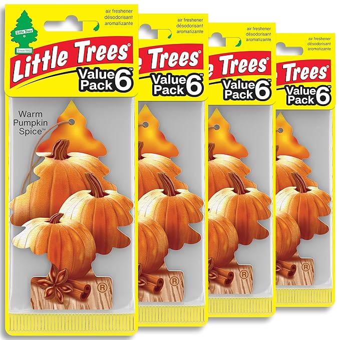 LITTLE TREES Car Air Freshener | Hanging Tree Provides Long Lasting Scent for Auto and Home | Warm Pumpkin Spice, 24 Air Fresheners