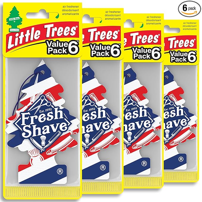 LITTLE TREES Car Air Freshener | Hanging Tree Provides Long Lasting Scent for Auto and Home | 24 Air Fresheners |Fresh Shave