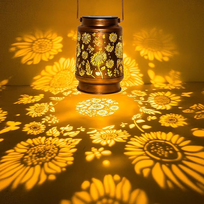 ANYTALK Sunflower Solar Lantern Lights, Outdoor Lanterns Garden Decor, Hanging Solar Lantern for Backyard Porch Patio Table Yard Balcony Lawn Pathway, Gifts for Women Grandma Mom, 1PCS