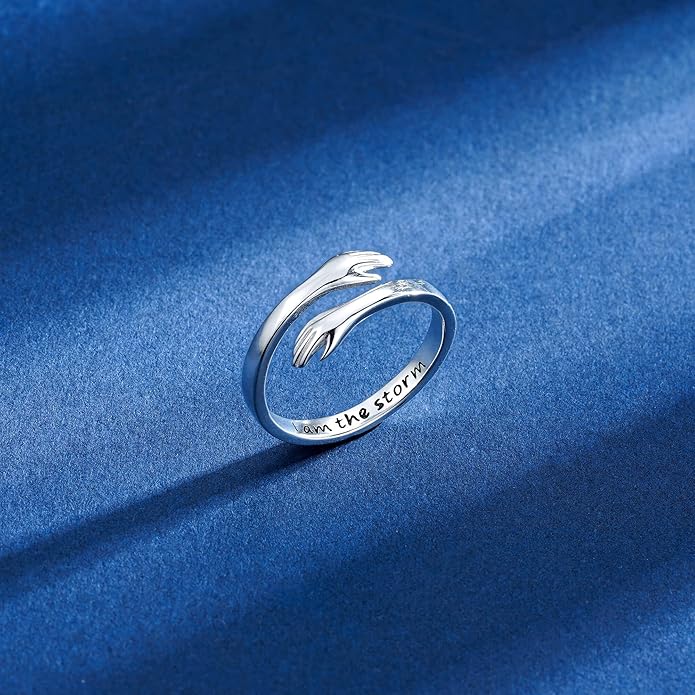 Yesteel Mothers Day Gifts - S925 Sterling Silver Hug Ring for Women Teen Girls, Adjustable Ring Jewelry Mothers Day Birthday Gifts for Daughters Mom Sister Wife Friends Grandma