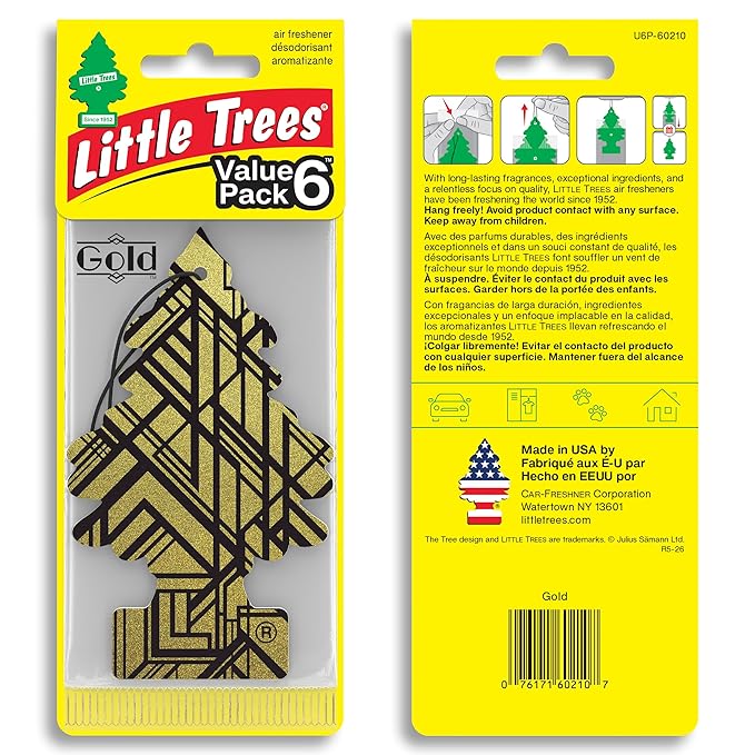 LITTLE TREES Car Air Freshener | Hanging Tree Provides Long Lasting Scent for Auto and Home | 24 Air Fresheners |Gold