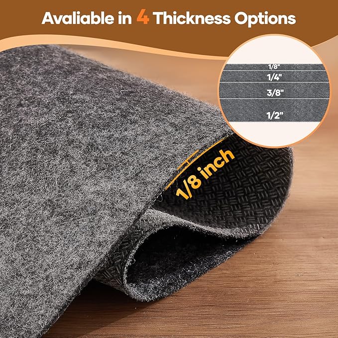 Veken Non Slip Cushioned Rug Pad Gripper 3 x 5 Ft, Felt and Silicone Backing, 1/8 inch Thick, Carpet Liner Protector Mat for Area Rugs and Hardwood Floors, with Over 99 Pcs Anti-Slip Strips Pattern