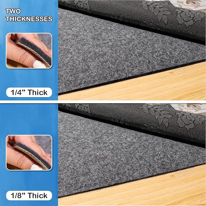 Non-Slip Rug Pads 1/4” Thick, 2x3Ft Waterproof Rugs Non Skid Rug Pad for All Floors and Finishes Durable Hardwood Floor Protective Felt Keeps Rugs in Place, Safe and Secure