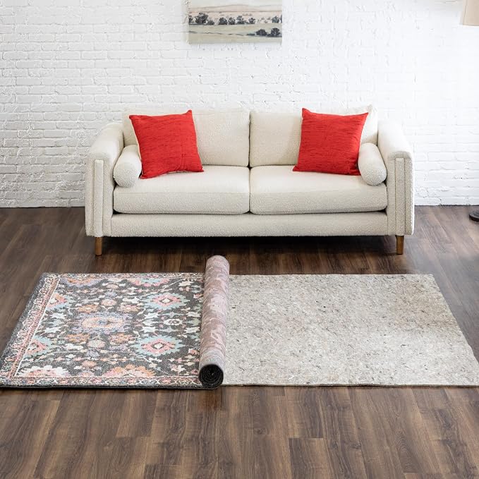 Mohawk Home Non Slip Rug Pad 2' x 20' - 1/2" Thick Felt + Latex Rubber Gripper - Dual Surface Cushion for Hardwood, Carpet, Tile Floors, Made in USA