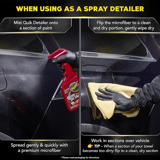 Meguiar's Quik Detailer, Mist & Wipe Car Detailing Spray, Clear Light Contaminants and Boost Shine with a Quick Detailer Spray that Keeps Paint and Wax Looking Like New, 32 oz