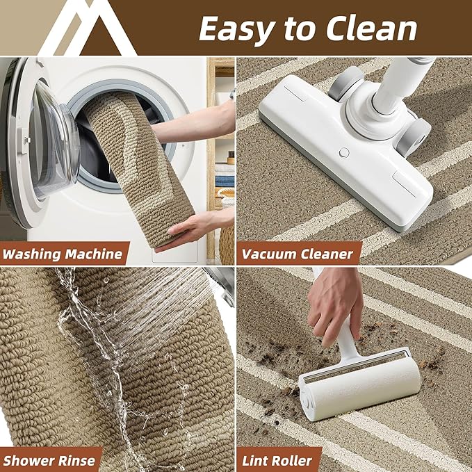 COSY HOMEER Kitchen Rugs and Mats 24"x48" Non Slip Kitchen Mats for Floor Washable Kitchen Runner Rug Stain Resistant Standing Mat for Kitchen,Sink,Polypropylene,Beige