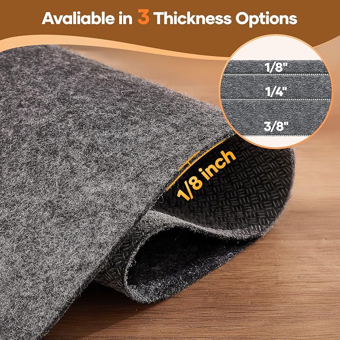 Veken Non Slip Cushioned Rug Pad Gripper 9 x 12 Ft, Felt and Silicone Backing, 1/8 inch Thick, Carpet Liner Protector Mat for Area Rugs and Hardwood Floors, with Over 99 Pcs Anti-Slip Strips Pattern