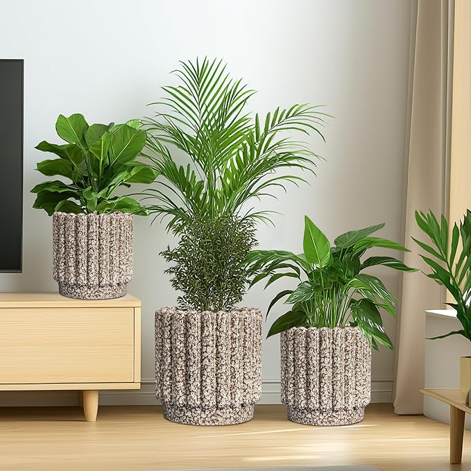Ceramicfor Ceramic Planter, 12 Inch, Leopard Print White | Round Flower Pot, Drainage Hole, Indoor & Outdoor Plants, Porch Decor, HouseWarming Gift
