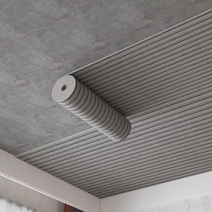 Peel and Stick PVC Slat Wall Panels, Wood Grain Self-Adhesive Soundproof Moisture-Resistant Paneling, 3D Faux Wood Panels for Bedroom Bathroom Walls & Ceilings 118"x15.75"(Gray,13Sq.ft)