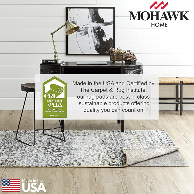 Mohawk Home Non Slip Rug Pad 2' x 20' - 1/2" Thick Felt + Latex Rubber Gripper - Dual Surface Cushion for Hardwood, Carpet, Tile Floors, Made in USA