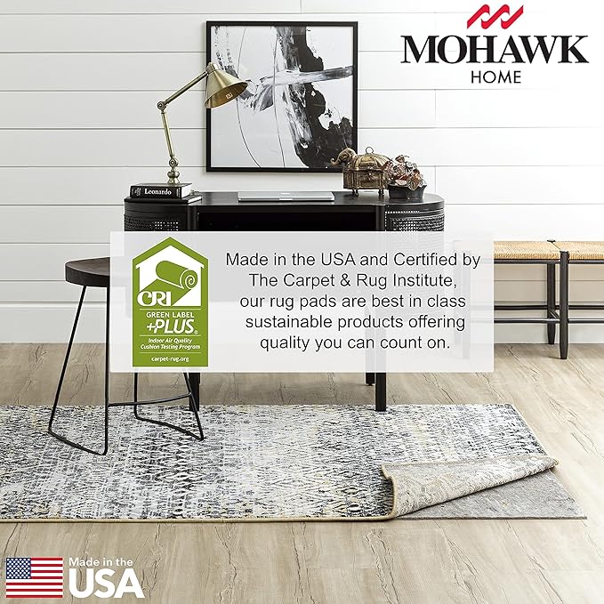 Mohawk Home Non Slip Rug Pad 4' 10" Round - 1/2" Thick Felt + Latex Rubber Gripper - Dual Surface Cushion for Hardwood, Carpet, Tile Floors, Made in USA
