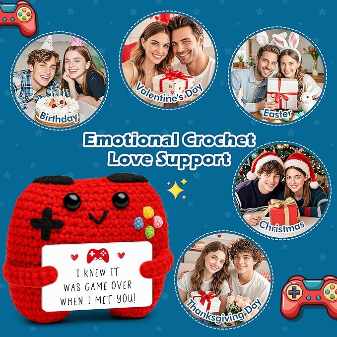 Handmade Crochet Game Controller, Birthday Gifts for Him Her, Romantic Gift for Couples Mothers Day, Valentine’s Day, Anniversary, Room Décor for Boyfriend Girlfriend, Gaming Room Accessories Stuff