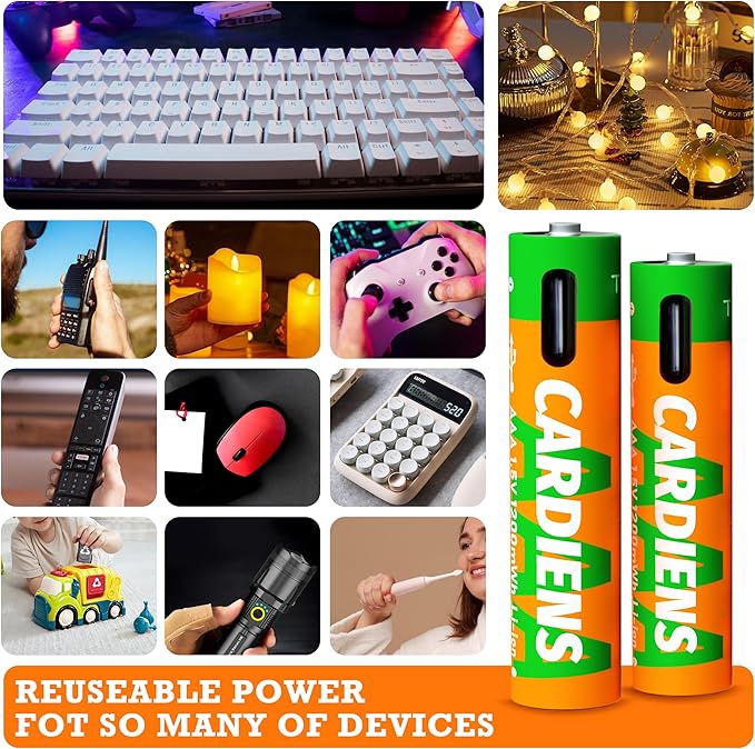 USB Rechargeable AAA Batteries 1200mWh Rechargeable AAA Batteries 1.5V Triple A Battery with 4-in-1 USB-C Charging Cable and LED Charge Indicator, 12-Pack