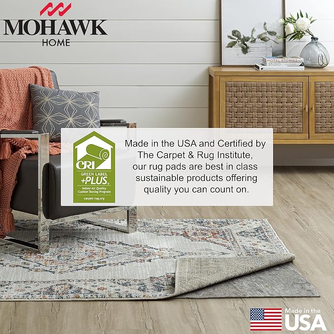 Mohawk Home Non Slip Rug Pad 8' x 10' - 1/4" Thick Felt + Latex Rubber Gripper - Dual Surface Cushion for Hardwood, Carpet, Tile Floors, Made in USA