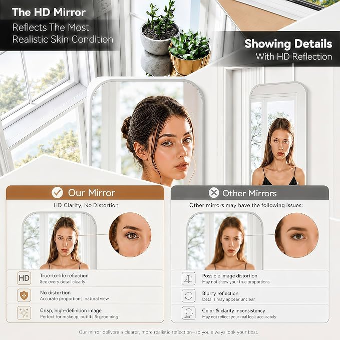 SCWF-GZ 57x20 Full Length Mirror Over The Door Hanging, Floor Stand/Wall Mounted Aluminum Alloy Frame Dressing Mirror for Bedroom Living Room 57 inch Silver