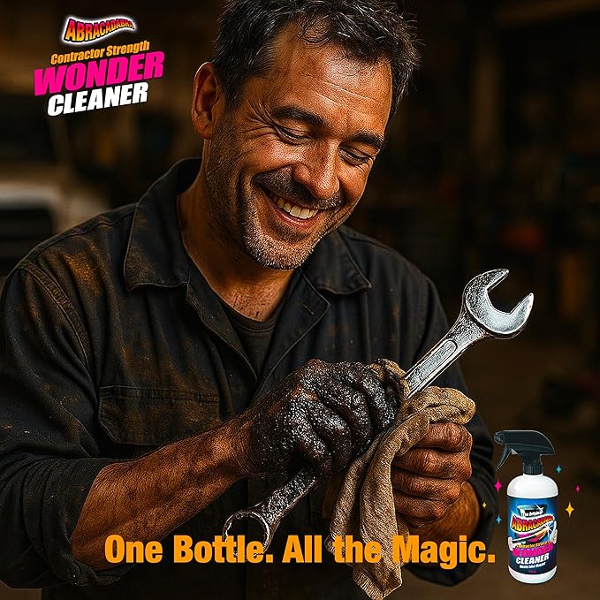 Abracadabra® Wonder Cleaner Spray 16 oz - As Seen on TV Contractor Strength Adhesive, Tar, Gum, Sap & Sticker Remover - Citrus Cleaner for Cars, Garage Floors, Concrete, Tile, Metal & Wood