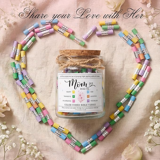 SOLMAY Mothers Day Gifts for Mom — Bible Verse Jar Scripture Jar with Read Me When Christian Affirmation Cards, Religious Birthday Gifts for Mom Women Wife Grandma from Son
