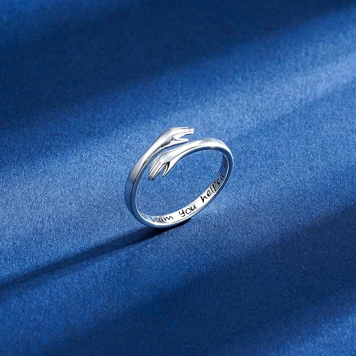 Yesteel Mothers Day Gifts - S925 Sterling Silver Hug Ring for Women Teen Girls, Adjustable Ring Jewelry Mothers Day Birthday Gifts for Daughters Mom Sister Wife Friends Grandma