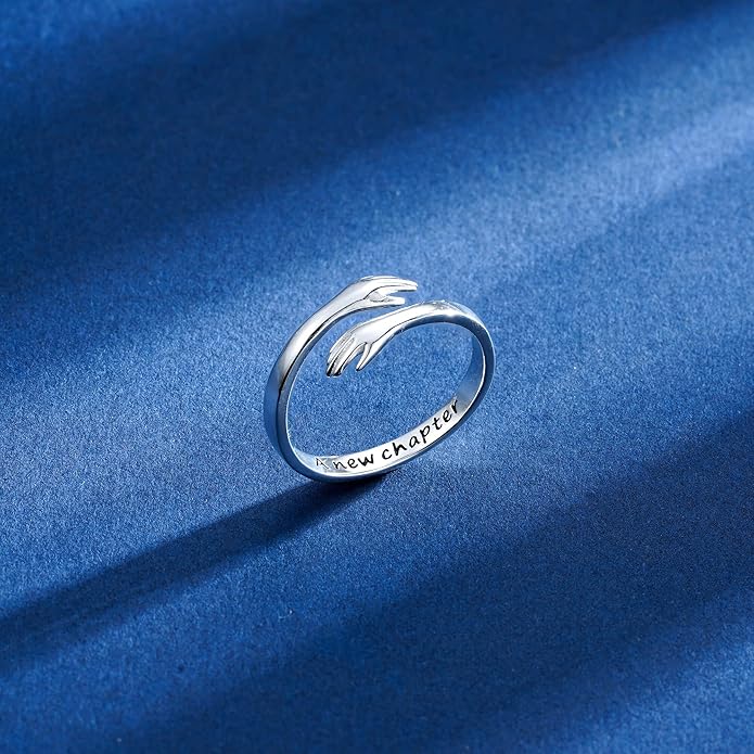 Yesteel Mothers Day Gifts - S925 Sterling Silver Hug Ring for Women Teen Girls, Adjustable Ring Jewelry Mothers Day Birthday Gifts for Daughters Mom Sister Wife Friends Grandma