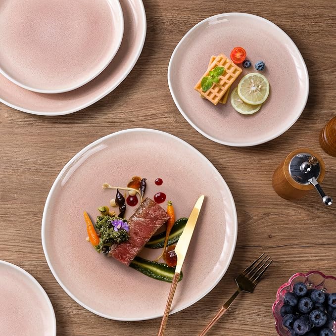 AmorArc Ceramic Dinnerware Sets,Handmade Reactive Glaze Stoneware Plates and Bowls Sets,Highly Scratch Resistant | Dishwasher & Microwave Safe Dishes Set,Service for 6 (18pc)