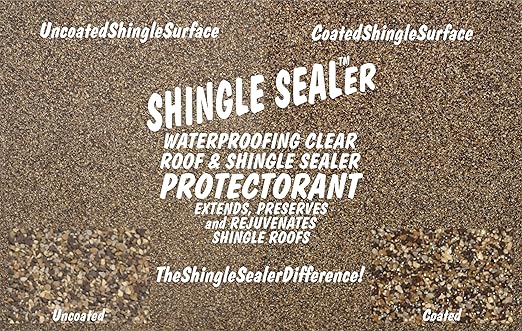 Shingle Sealer - Clear Waterproofing Roof Sealant Protectorant - Extends, Preserves and Rejuvenates Asphalt Shingle Roofs - High Solids - 7 Year -100% Acrylic - 5 Gallon