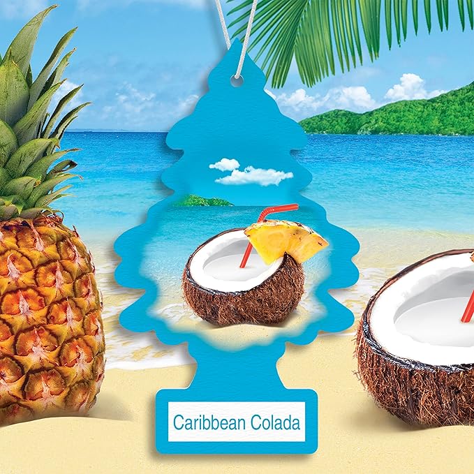 LITTLE TREES Car Air Freshener | Hanging Tree Provides Long Lasting Scent for Auto and Home | 24 Air Fresheners |Caribbean Colada