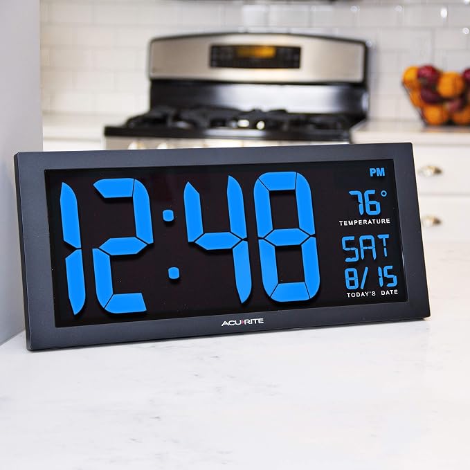 AcuRite Digital Clock, 14.5-Inch / Blue