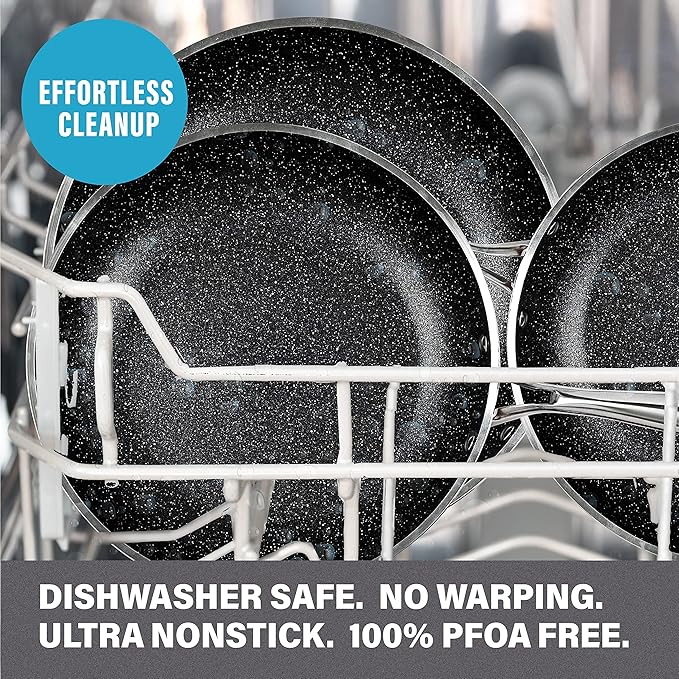 Granitestone 20-Piece Nonstick Pots and Pans Set with Bakeware & Steamer, Diamond-Reinforced Cookware Set, Deep Frying Pan, Non-Toxic PFOA PFOS Free, Metal Utensil Safe, Dishwasher & Oven Safe, Red