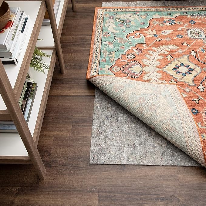 Mohawk Home Non Slip Rug Pad 4' 10" Round- 1/4" Thick Felt + Latex Rubber Gripper - Dual Surface Cushion for Hardwood, Carpet, Tile Floors, Made in USA