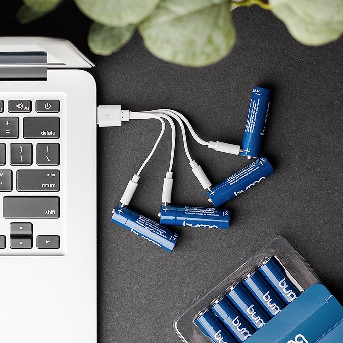 bump NiMH AA Rechargeable Batteries 1.2V - 10 Pack Long-Lasting and Versatile (1000mAh), 4-in-1 USB-C Charging Cords Included - Ideal for Solar Lights, Keyboards, Remote Controls and Xbox Controllers