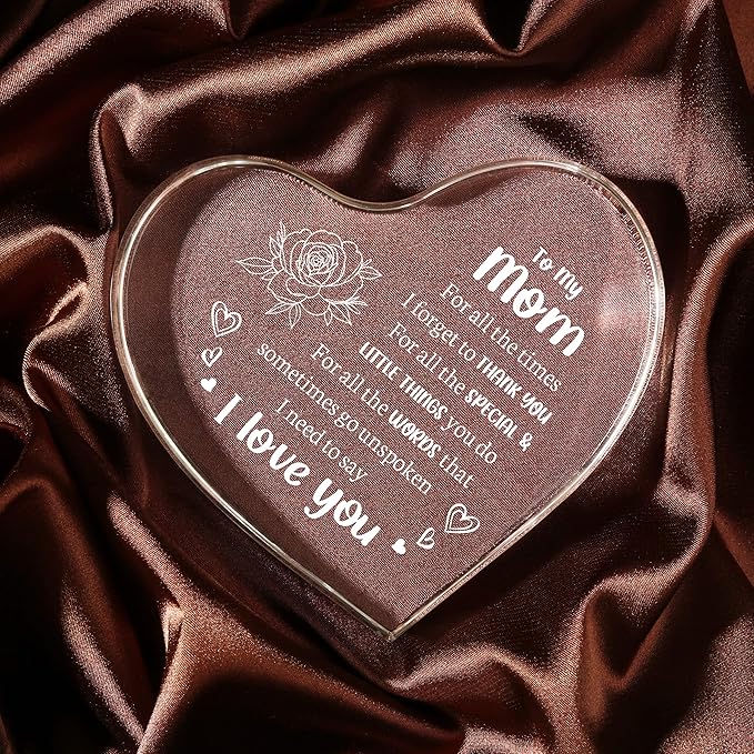 Mom Gifts for Mother's Day, I Love You Mom Acrylic Keepsake - Birthday Gifts for Moms from Daughter Son, Best Christmas Idea