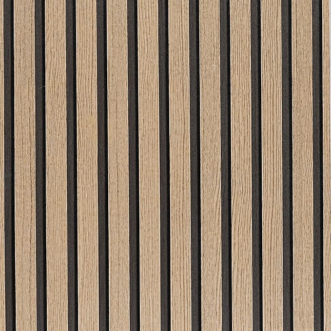 Brown Wood Slat Peel and Stick Wallpaper - 17.5"x100" Textured Faux Wood Self-Adhesive, Waterproof Removable Wall Panel for Bedroom, Kitchen, Office - Easy Install