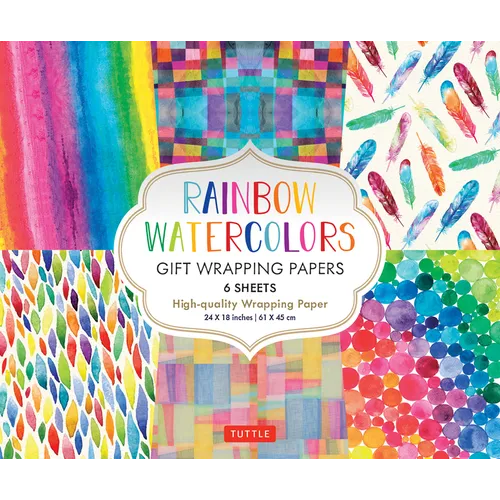 Rainbow Watercolors Gift Wrapping Papers - 6 Sheets: 24 X 18 Inch Wrapping Paper - Paperback