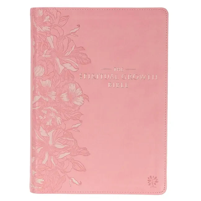 The Spiritual Growth Bible, Study Bible, NLT - New Living Translation Holy Bible, Faux Leather, Pink - Leather