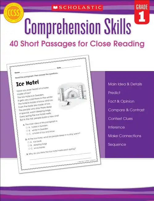 Comprehension Skills: 40 Short Passages for Close Reading: Grade 1 - Paperback