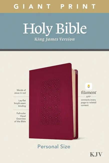 KJV Personal Size Giant Print Bible, Filament Enabled Edition (Leatherlike, Diamond Frame Cranberry) - Imitation Leather